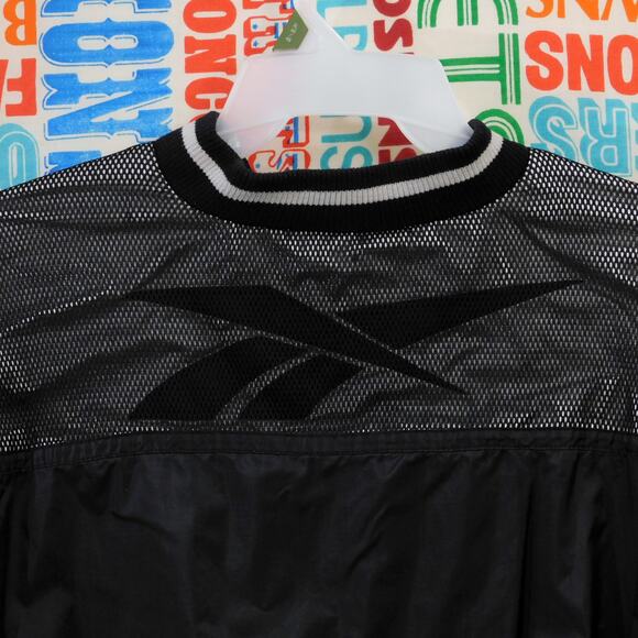 Vintage Reebok Pullover Windbreaker Size XL Mesh Logo Quarter Zip Black 90s - Picture 5 of 5
